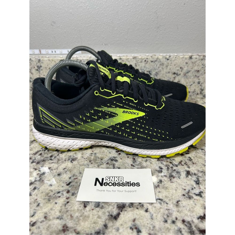 Brooks Ghost 13 Black Green Mens Size 8.5 Running Athletic Shoes 1103481D039